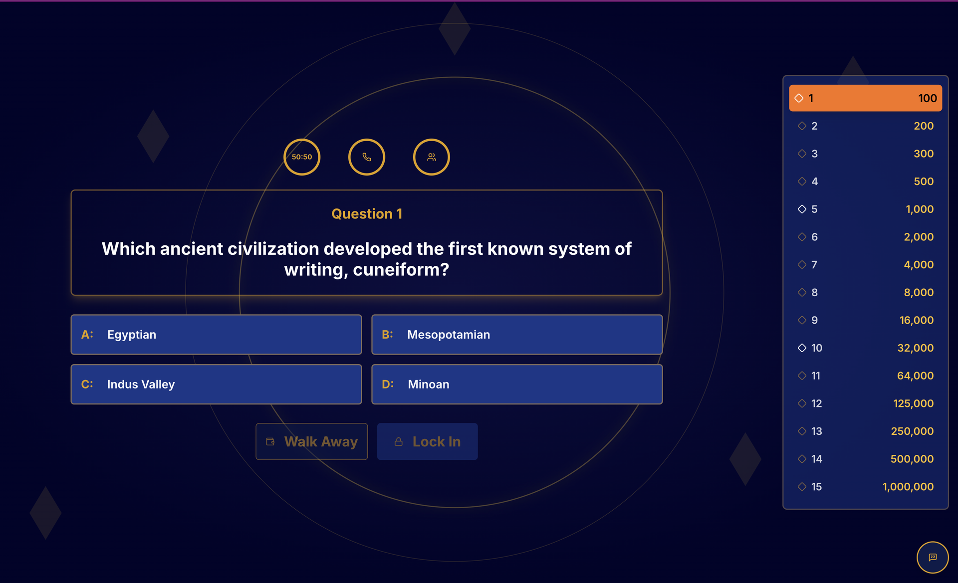 Screenshot of WWTBAM